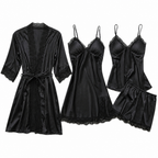 Rosalind | Womens Satin Cami Pyjama Set, Black