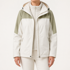 Imogen | Womens Waterproof Hooded 3-in-1 Jacket Fleece Lined, White & Matcha Green