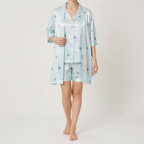 Odette | Womens Short Sleeve Satin Pyjama Set, White 2