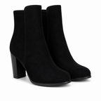 Elspeth | Womens Round Toe Chunky Heel Winter Ankle Boots Black packshot