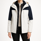 Imogen | Womens Waterproof Hooded 3-in-1 Jacket Fleece Lined, White & Black 4