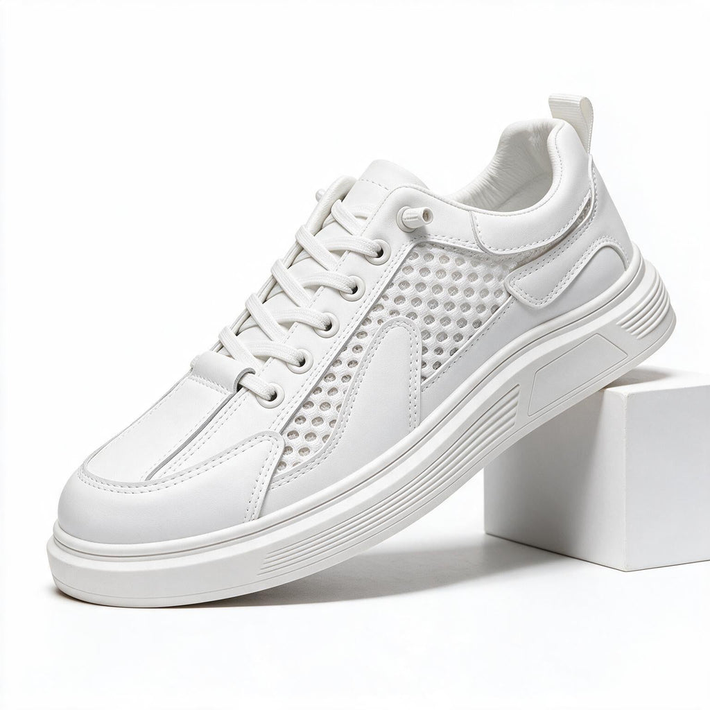 Conrad | Mens Trainers Sports Shoes Breathable Mesh Casual Running Sneakers White packshot