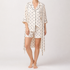 Odette | Womens Short Sleeve Satin Pyjama Set, White 4