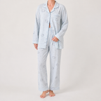 Rosalind | Womens Long Sleeve Button Up Cotton Pyjama Set Loungewear, Blue 3