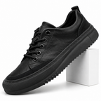 Ferris | Mens Leather Vintage Casual British Round Toe Shoes Black packshot