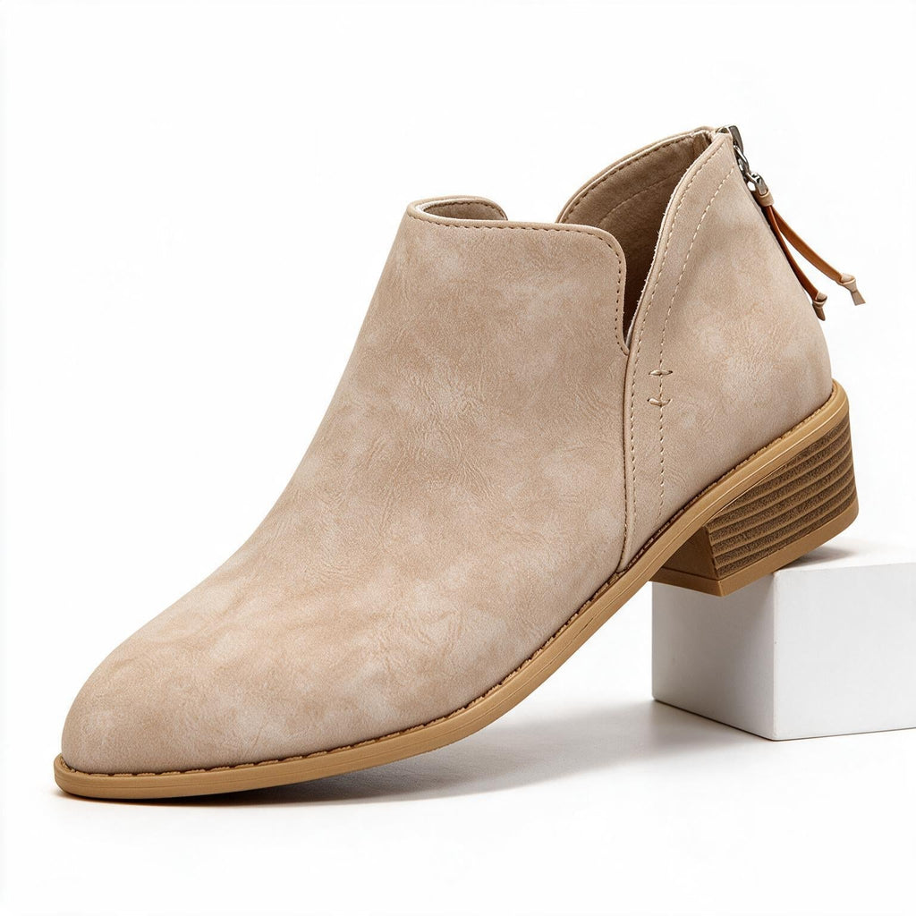 Rosalie | Womens Ankle Boots Back Zip Block Heel