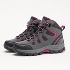 Rowan | Womens Water Resistant Breathable High Top Walking Hiking Boots, Grey Rose Red