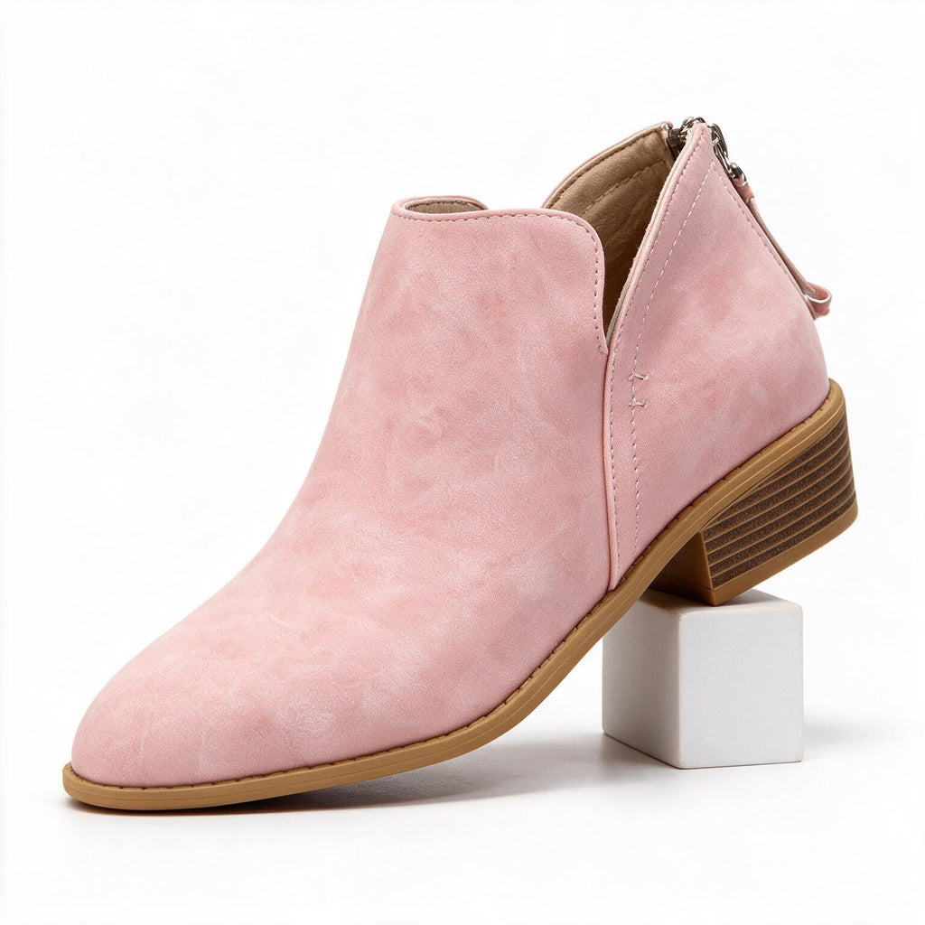 Rosalie | Womens Ankle Boots Back Zip Block Heel