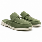 Sasha | Womens Leather Slip on Closed Toe Mules Sandals Green packshot