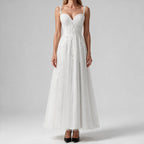 Genevieve | Womens Prom Formal Evening Gown Maxi Wedding Guest Cocktail Dresses White