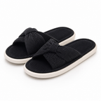 Wren | Womens Slippers House Indoor Open Toe Soft Sole Slippers Black packshot