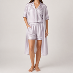 Odette | Womens Short Sleeve Satin Pyjama Set, Silver Grey