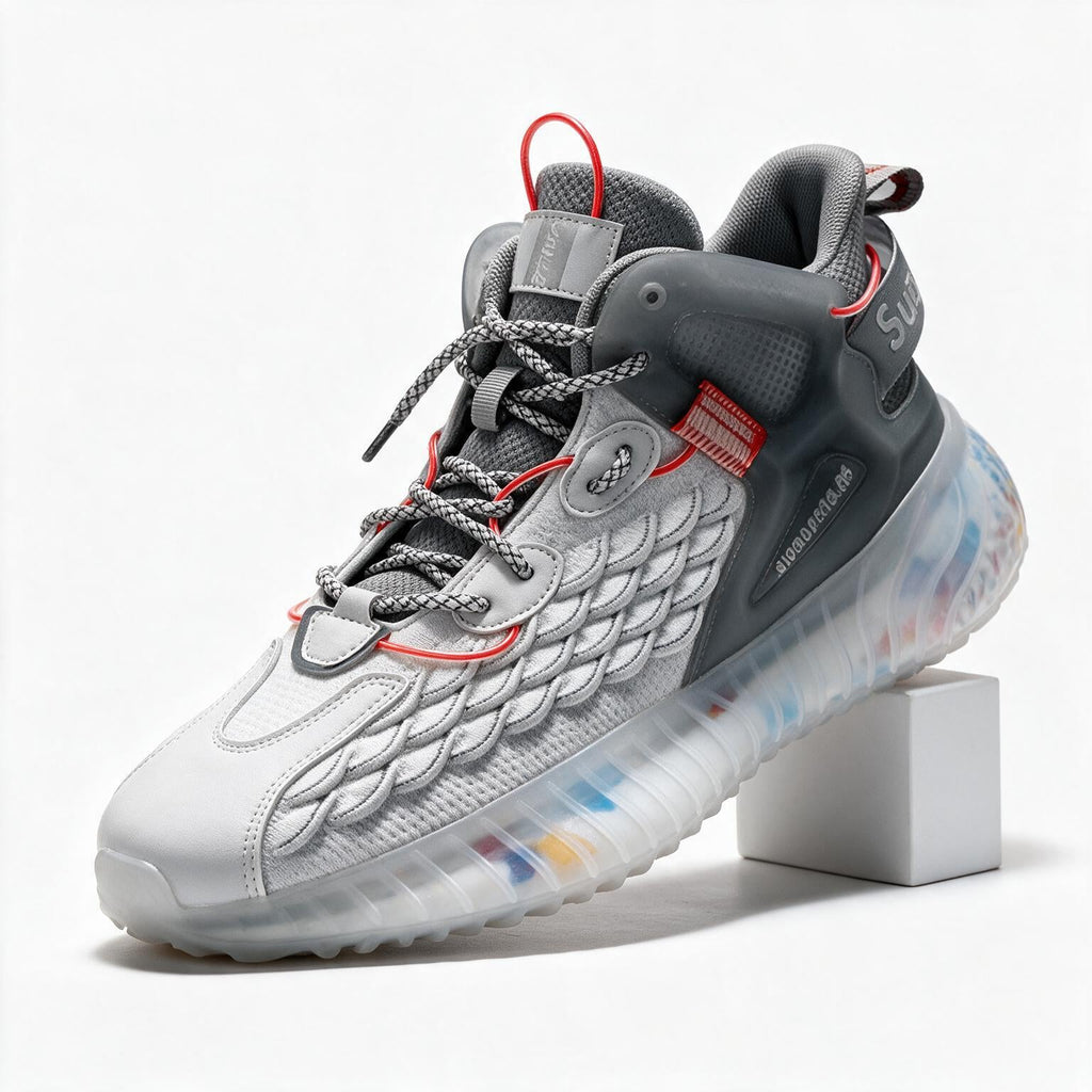 Harlan | Mens Lightweight Breathable Mesh Running On Shoes White Grey packshot