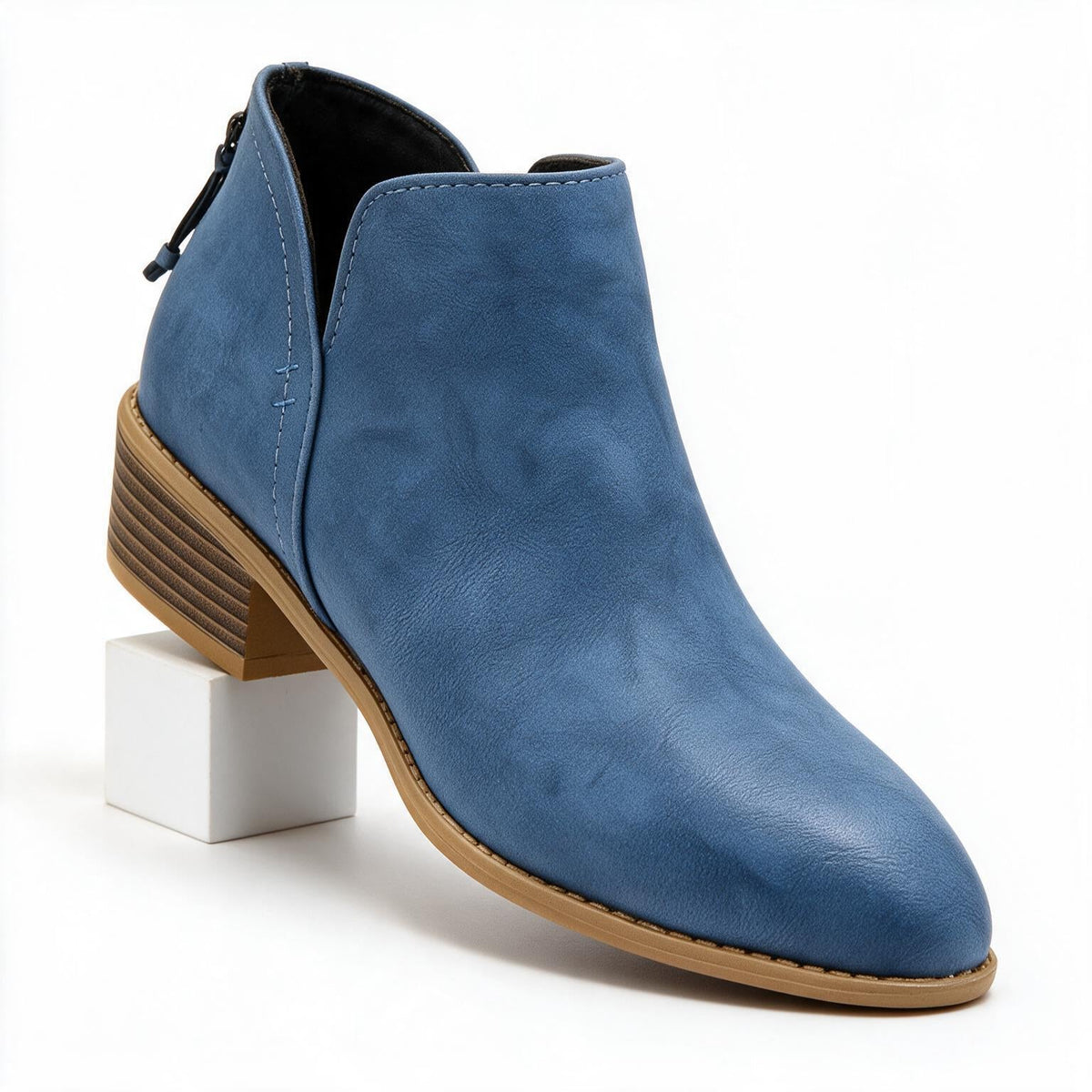 Rosalie | Womens Ankle Boots Back Zip Block Heel