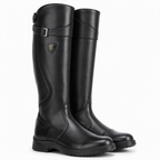 Amos | Womens Knee High Riding Buckle Equestrian Retro Boots Black packshot