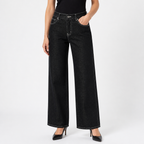 Florence | Womens Oversized Stand Collar Denim Jacket, Graphite Black 2