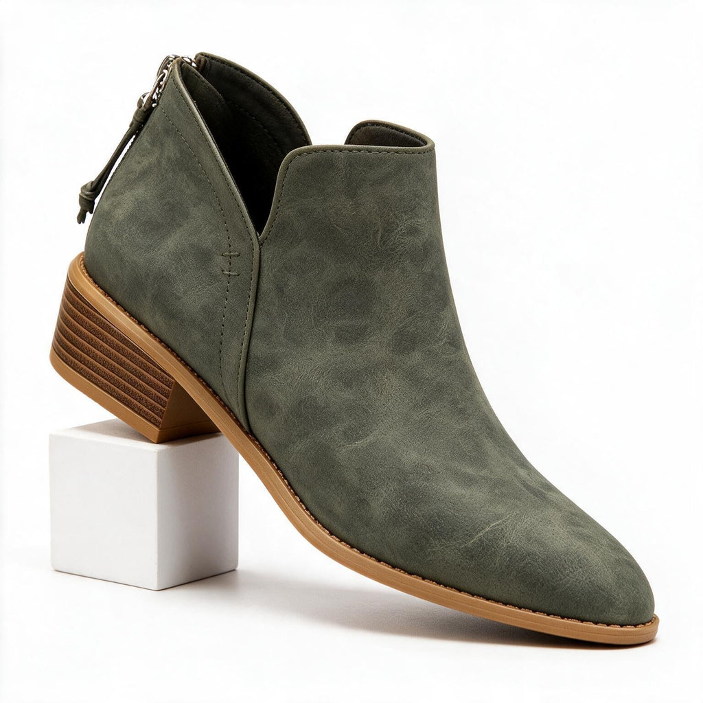 Rosalie | Womens Ankle Boots Back Zip Block Heel