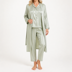 Amara | Womens Satin Jacquard Loungewear Pyjama Set, Sage Green