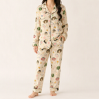 Beatrix | Womens Long Sleeve Cotton Pyjama Set Loungewear, White 6