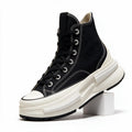 Thatcher | Mens Trainers Platform Canvas Thick Soled Lace Up Shoes Black packshot