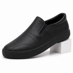 Cassius | Mens Slip on Lightweight Casual Leather Shoes Black packshot