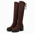Greta | Mens Knee High Black Lace Up Outdoor Boots Brown packshot