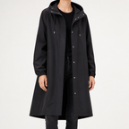 Winifred | Womens Waterproof Hooded Raincoat Rain Poncho, Black 2