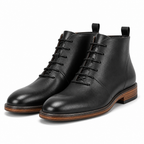 Grayson | Mens Leather Boots Retro High Top Ankle Work Boots Black packshot