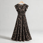 Willa | Womens Wedding Guest Floral Maxi A-Line Summer Dress on hanger