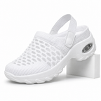 Juno | Womens Trainers Slip On Mesh Breathable Air Cushion Walking Shoes White packshot