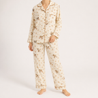Beatrix | Womens Long Sleeve Cotton Pyjama Set Loungewear, Khaki 2