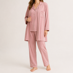 Arabella | Womens Cotton Long Sleeve Pyjama Set, Rose Pink