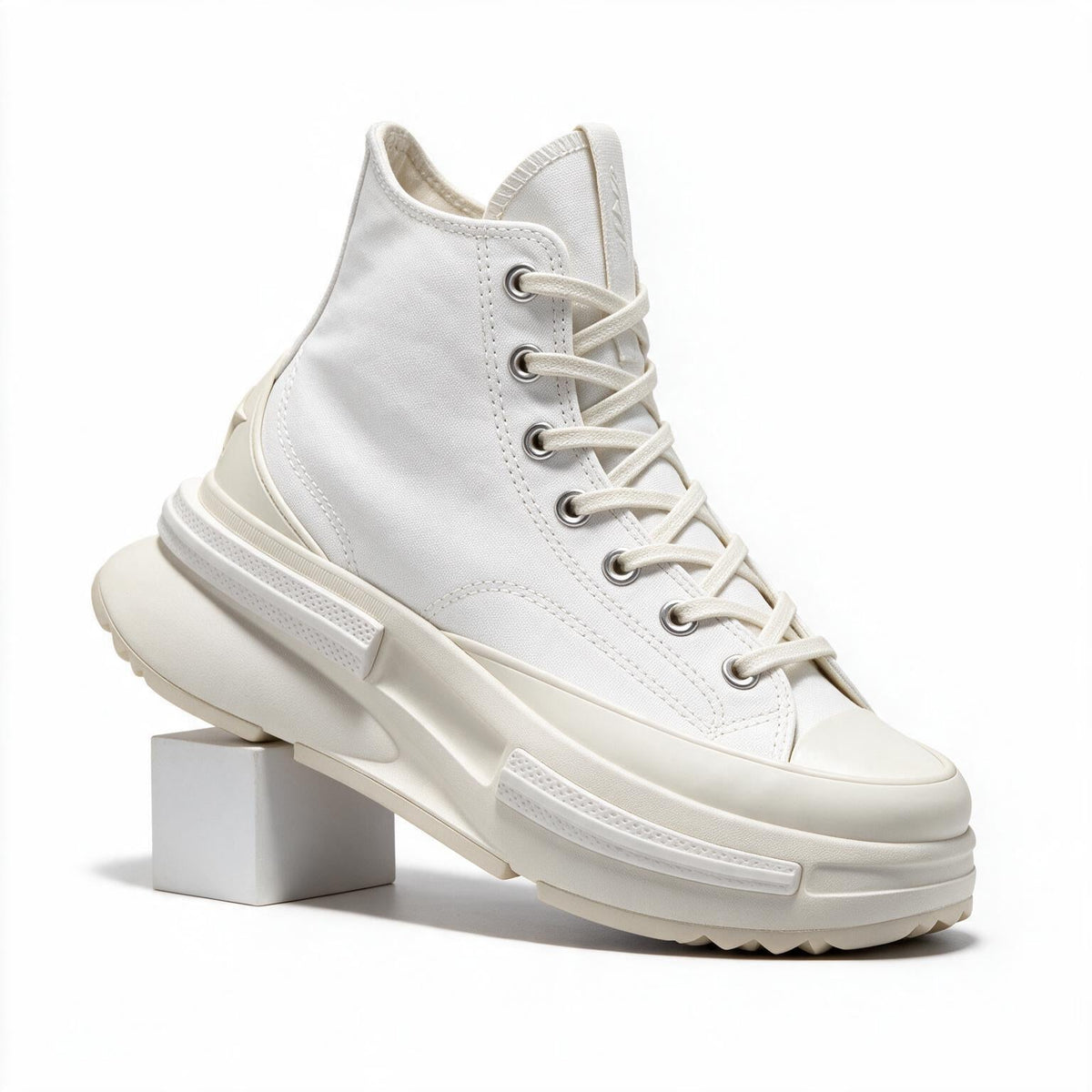 Thatcher | Mens Trainers Platform Canvas Thick Soled Lace Up Shoes White 2 packshot