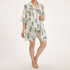 Odette | Womens Short Sleeve Satin Pyjama Set, White