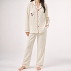 Beatrix | Womens Long Sleeve Cotton Pyjama Set Loungewear, White 2