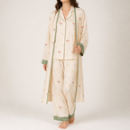 Arabella | Womens Cotton Long Sleeve Pyjama Set, Cream