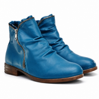 Odette | Womens Block Heel Zip Ankle Boots Combat Platform Booties Sky Blue packshot