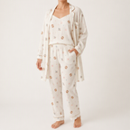 Rosalind | Womens Long Sleeve Button Up Cotton Pyjama Set Loungewear, Ivory 14