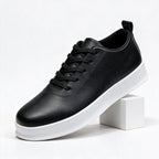 Carsten | Mens White Trainers Slip on Breathable Sports Shoes Black 2 packshot