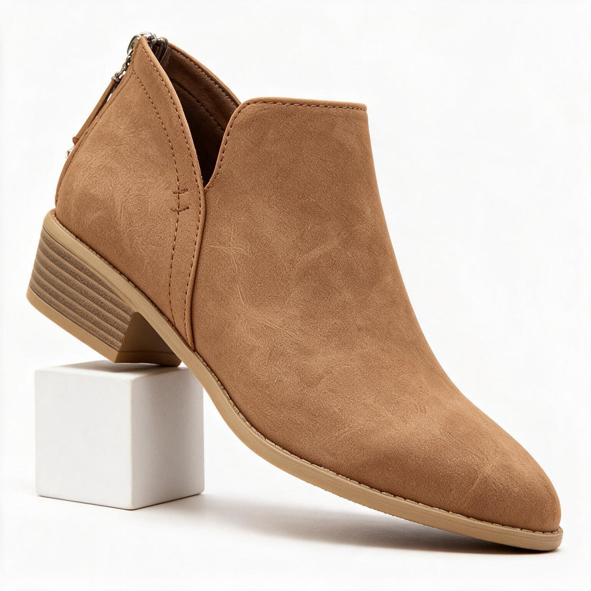 Rosalie | Womens Ankle Boots Back Zip Block Heel