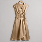 Sylvie | Cocktail Satin Midi Wedding Guest Evening Formal Dresses on hanger