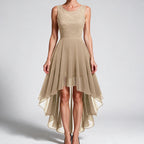 Eleanor | Womens Cocktail Lace Midi Wedding Guest Evening Formal Long Elegant Dresses Khaki