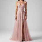 Genevieve | Womens Prom Formal Evening Gown Maxi Wedding Guest Cocktail Dresses Blush Pink