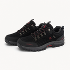 Duncan | Mens Waterproof Leather Walking Hiking Shoes, Black Red