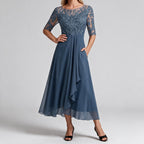Isla | Womens Wedding Guest Dress Bridesmaid Cocktail Midi Lace Chiffon Dress