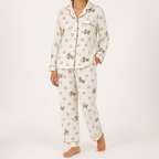 Beatrix | Womens Long Sleeve Cotton Pyjama Set Loungewear, Khaki