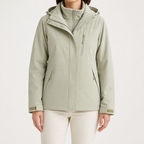 Imogen | Womens 3 In 1 Waterproof Hooded Softshell Jacket, Sage Green