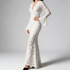 Eloise | Womens White Lace Maxi Wedding Guest Prom Evening Cocktail Formal Dresses