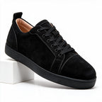 Linnea | Mens Low Top Flat Casual Embroidered Shoes Black 2 packshot
