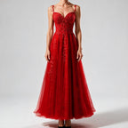 Genevieve | Womens Prom Formal Evening Gown Maxi Wedding Guest Cocktail Dresses Red